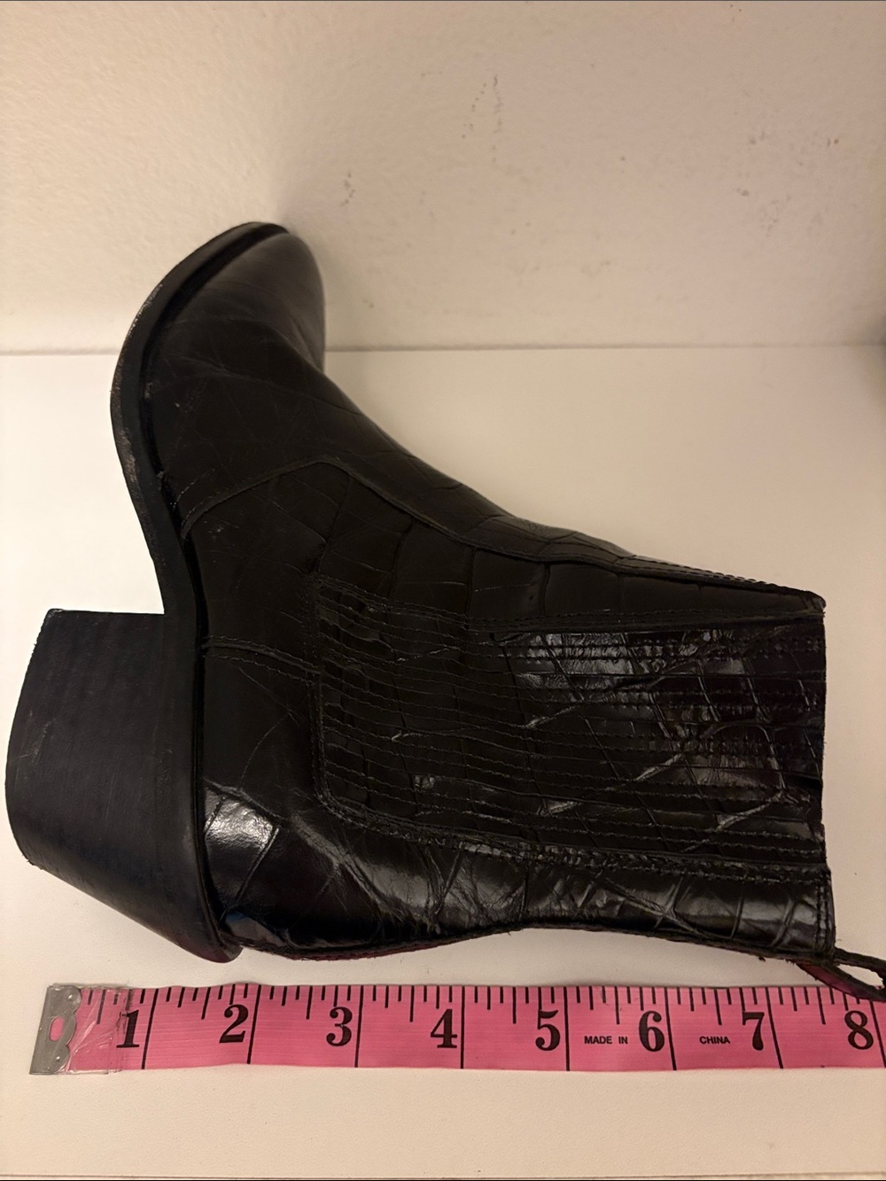 All Saints Miriam Black Crocodile Western Chelsea Boot Hybrid 100% Leather EU 37 - Picture 15 of 15